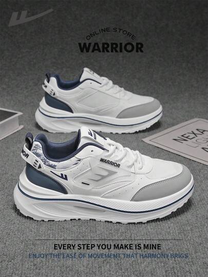 WARRIOR 勇士舒适街头风厚底男鞋，春夏舒适跑步鞋，简约休闲时尚运动鞋，四季皆宜，耐磨耐穿，适合全天穿着的训练鞋。