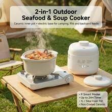 Smart Ceramic Slow Cooker Electric Stew Pot, 9 Preset Cooking Modes With Timer, 200W Low Power Slow Heating, All-Ceramic Inner Pot, Odor-Free Non-Stick Easy Clean, White Household Kitchen Appliance For Soup, Porridge, Stew, Congee, Baby Food, Health Cooking, Home Use - trắng - Xem 1