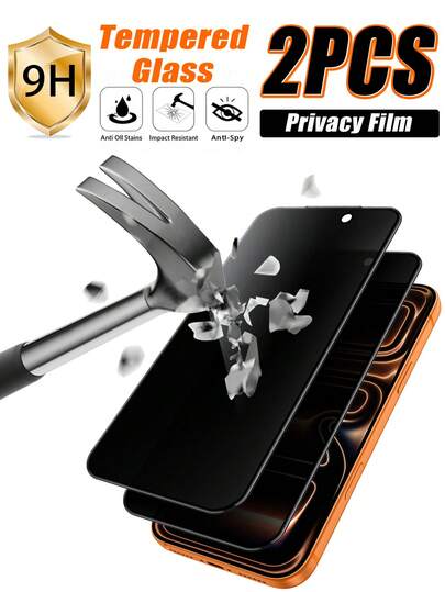2pcs 6.9-Inch Screen Protector Compatible With IPhone 17, 16 Pro Max, 16 Pro, 16e, 16, 16 Plus, 15 Pro Max, 15, 15 Pro, 15 Plus, 14 Pro Max, 14, 14 Plus, 14 Pro, 13 Pro Max, 13, 13 Pro, 12 Pro Max, 12, 12 Pro, 11, 11 Pro Max, 11 Pro, Privacy Protection, Ultra-Clear Tempered Glass, 9H Hardness, Magnetic Installation, Anti-Glare Eye Protection, Compatible With Phone Cases