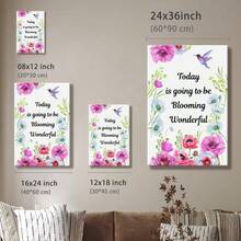 1pc Inspirational, Motivational Quote Wrapped Framed Canvas Wall Art, Vintage Prints Poster, Today Is Going To Be Blooming Wonderful - Floral, Realism, Impressionism, Vibrant Colors Style, Birthday Party Decor, Decorative Wall Art for Living Room Bedroom Office, Hanging Hardware Included - Wrapped Framed Canvas, Vertical - Lienzo enmarcado - Ver 10