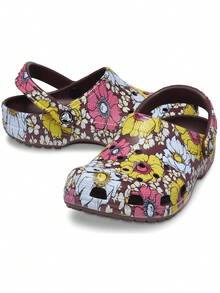 Crocs Unisex-Adult Classic Graphic Clogs - Dark Cherry/Multi Retro Floral - View 2