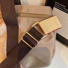 Champagne Nylon Duffle Bag - Lightweight Travel Tote With Brown Straps, Perfect For Weekend Getaways And Gym - Multicolor - View 2