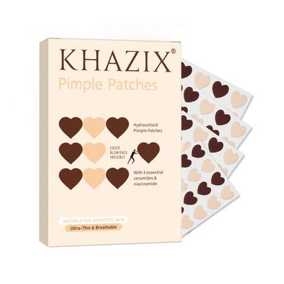 100片心形祛痘贴，水胶体面部痘痘贴，遮瑕膏，防水防汗，咖啡色