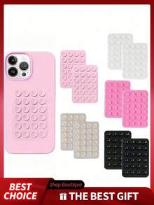 5个装硅胶手机支架，吸盘式手机支架，免提手机握把，指环支架，兼容安卓系统，白色+黑色+粉色+透明+玫瑰红，情人节理想礼物，多功能防滑硅胶手机支架垫，可拆卸方形支架，适用于大多数手机，方便免提自拍和视频录制，生日礼物，送给家人、朋友，浴室手机支架，手机配件，粘性支架 - 彩色 - 查看 3