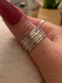 1pc Elegant And Luxurious Textured Wide Band Ring - Featuring An Engraved Openwork Design, A Stylish And Refined Accessory Suitable For Everyday Wear, Parties, And Gifting - The Perfect Choice For Friends And Loved Ones. A Fashionable Everyday Casual Accessory For Women. - 彩色 - 查看 8