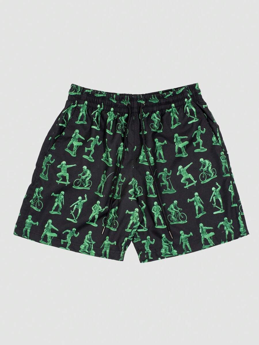 Men's Statement Print Shorts Fashion Designer Patterned Casual Daily Wear Shorts - Multicolor - View 1