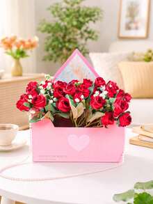 12个装鲜花礼盒，配珍珠链，DIY插花篮，信封式优雅花篮，婚礼礼品包装盒，生日礼品包装用品，可重复使用容器，婚礼鲜花收纳袋，浪漫礼品套装，轻便纪念盒，情感购物必备品，花束架，婚礼派对用品，婚礼装饰，生日装饰，餐桌中心装饰，婚礼回礼，毕业典礼 - 信封花盒 - 查看 9