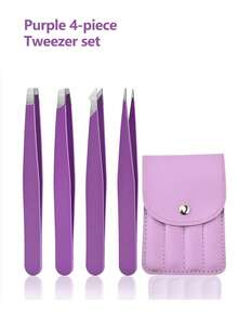 4 piezas Juego de pinzas de aleación antioxidante de precisión con estuche de almacenamiento para viajes, multiusos para mujeres y hombres para cejas, vello facial y eliminación de vellos encarnados, versión profesional mejorada - Multicolor - Ver 12