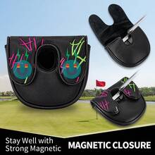 HA Alphabet Fun Design Style Golf Club Head Cover, Half-Circle Putter Head Cover, PU Material, Suitable For Most Brands, With Advanced Embroidery - Multicolor - View 6