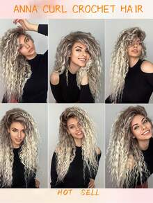 3pcs Anna Ombre Golden Twisted Synthetic Loose Deep Wave Braiding Hair Extensions, 24 Inch, Ombre Golden Twisted Crochet Curly Hair For Women - Multicolor - View 9