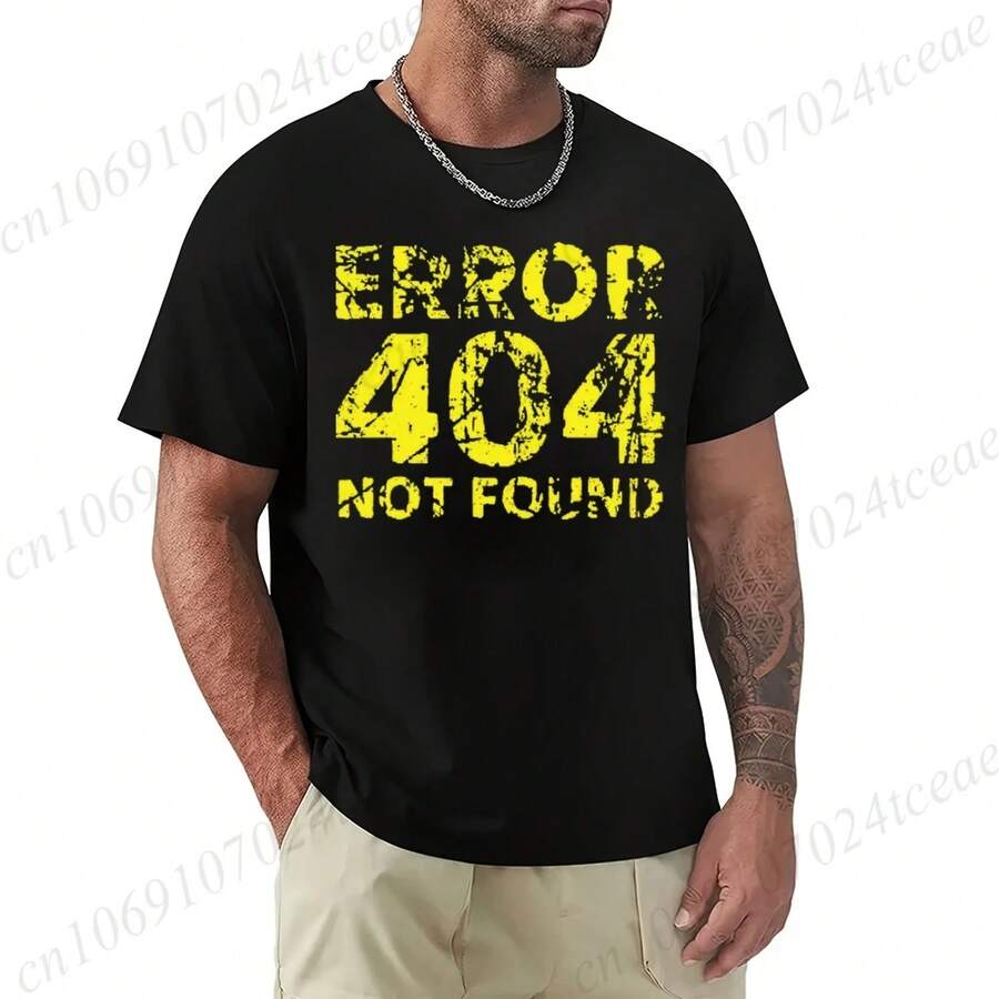 Men's T-Shirt Funny Programmer Error 404 Not Found T Shirt Design Printed Casual Streetwear Men T Shirt O-Neck Male Tops Tees2 - Black - View 1