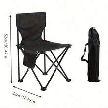 Outdoor Folding Chair/Camping Chair, Spacious And Sturdy With Ergonomic Design, Featuring A Stainless Steel Frame That's Lightweight And Foldable (With Side Pockets/Storage Bag). Ideal For Camping, Fishing, Outdoor Barbecues, And Picnics. Folding Chair/Camping Chair/Outdoor Chair - 黑色 - 查看 1