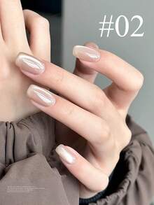 MISS SHAKA 10毫升春夏透明灰粉香槟玻璃珠猫眼凝胶指甲油，2026美白闪粉美甲沙龙DIY特制美甲用品，情人节美甲 - 彩色 - 查看 6