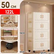 40/50/60cm Organizer Cabinet, Foldable, Stackable, With Wheels, Multipurpose, 2 Doors - 查看 19