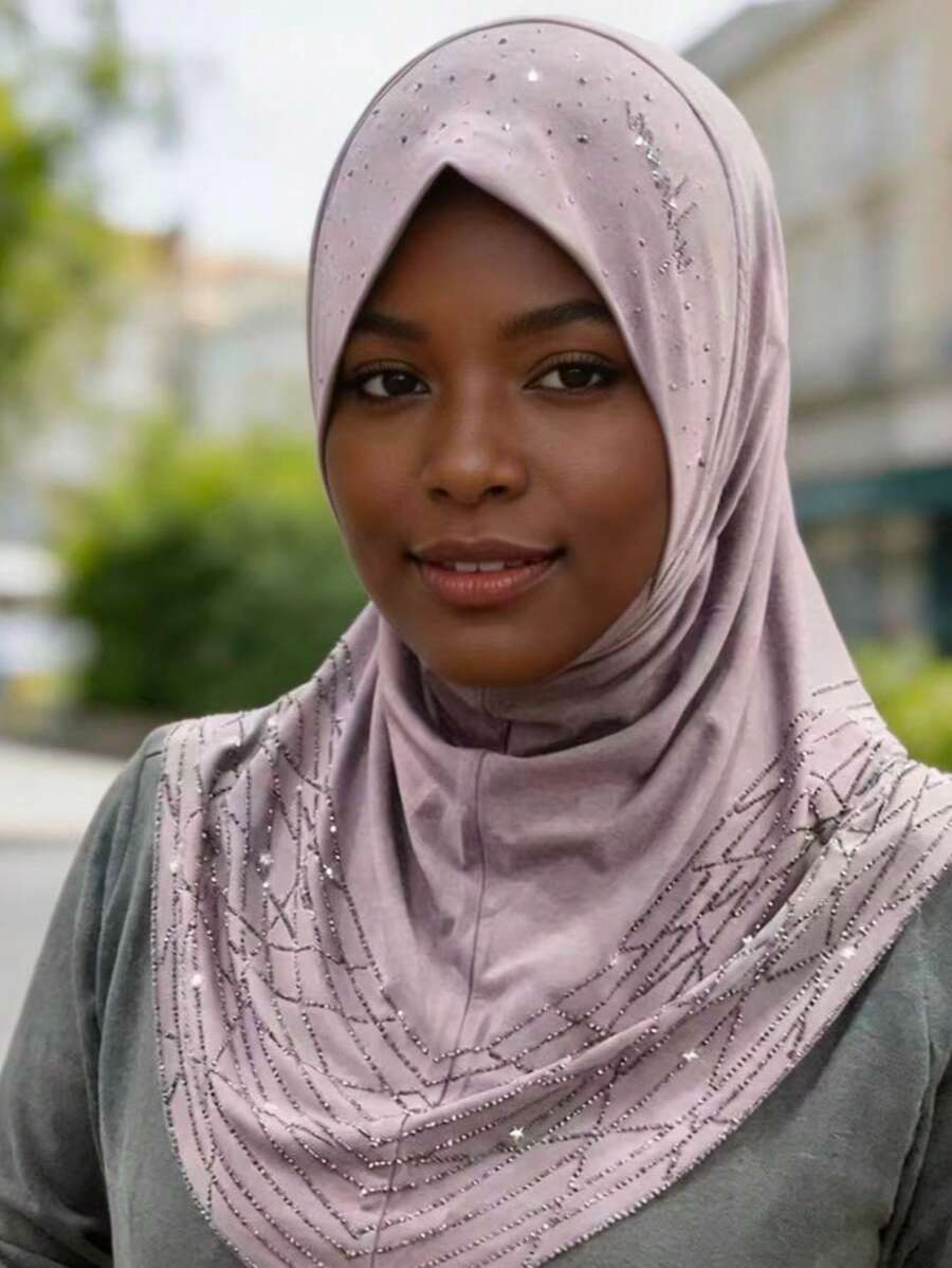 1pc Elegant Polyester Fiber Gilded Headscarf, Casual Breathable Versatile Chiffon Scarf, Suitable For All Seasons - Multicolor - View 1