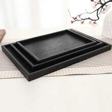 Black Wooden Rectangular Tray, For Tea Cups, Hotel, Salon, Wooden Plate, Square Coffee Tray - Black - View 6