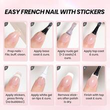 Beetles French Tip Gel Polish Set - White Pink Gel Nail Polish Set Soak Off LED With 2 Styles Bubble French Manicure Nail Art Sticker Sheets Home Salon Easter For Women - 純粹意圖 - 查看 6