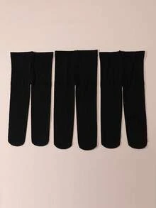 3 Pairs Baby Girls Velvet Tights, Autumn/Spring Leggings - Black - View 6