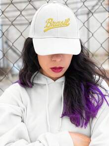 Embroidered Cap Brazil Urban Look Unisex Adjustable For Daily Use Gym Soccer World Cup Carnival Beach - trắng - Xem 6