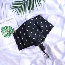 Fashion Polka Dot 8-Rib Reinforced Black Coating Umbrella, Anti-UV Sun Protection Foldable Rain Umbrella - Stylish and Minimalist Polka Dot Umbrella - View 10