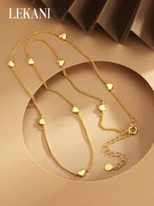 1 chiếc vòng cổ bạc Sterling S925, thiết kế tối giản, mặt dây chuyền hình trái tim vàng tinh tế, thời trang và đa năng, thích hợp làm quà tặng cho bạn gái, bạn thân, đeo hàng ngày - Vàng - Xem 2