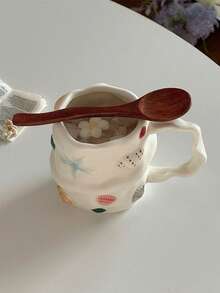 Asymmetrical Cartoon Ocean Glazed Ceramic Mug, Creative Ceramic Cup For Water, Coffee, Breakfast - Multicolor - View 1