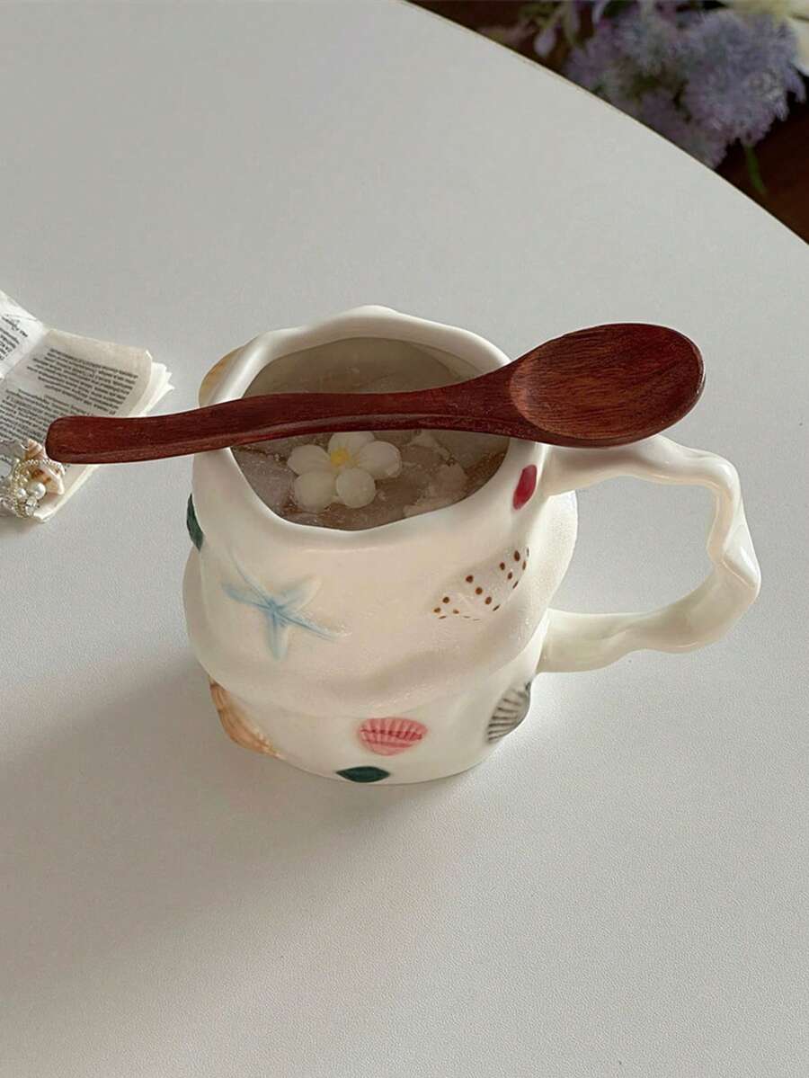 Asymmetrical Cartoon Ocean Glazed Ceramic Mug, Creative Ceramic Cup For Water, Coffee, Breakfast - Multicolor - View 1