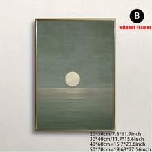 1/2 pieza/set Pinturas de lienzo minimalistas, pósteres de paisaje abstracto japonés, diseño de atardecer verde salvia, decoración de pared estilo escandinavo zen, arte de estilo bohemio de color tierra, adecuado para habitación, dormitorio, sala de estar, decoración del hogar, arte de pared del dormitorio, piezas de arte de tono neutral moderno, creando una atmósfera de hogar pacífica, sin marcos incluidos - verde menta - Ver 18