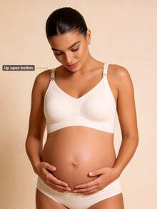 Sujetador de lactancia y maternidad Hart & Haze, sin cables, anti-caída, sujetador de amamantamiento posparto con diseño de elevación parcialmente fijo y apertura con clip - Blanco - Ver 1