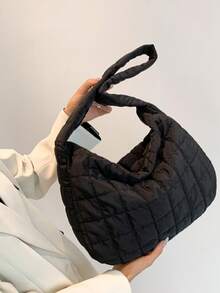 Large Tote Bag, Fashion Embroidered Women Casual Handbag, Dumpling Bag - 黑色 - 查看 6