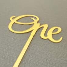 DNumber One Cake Topper For 1st/First Birthday Baby Shower First Anniversary Celebration Mirror Gold Acrylic Decoration - như hình - Xem 4