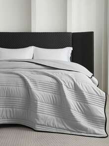 1 buah Selimut/Blanket Musim Panas Ringan Bergaya Minimalis Lembut & Nyaman, Cocok untuk Semua Musim, Dapat Dicuci, Cocok untuk Tempat Tidur Tunggal/Ganda, Hotel, Berkemah, Dekorasi Rumah | Desain Quilted Modern | Timbul Gelombang, Dekorasi Musim Gugur, Dekorasi Kamar - Grey - View 4