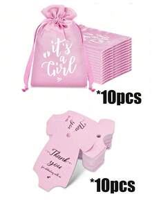 10/20pcs Baby Shower Party Guest Gift Bags, Boy/Girl Satin Drawstring Gift Bags, Gender Reveal Decorations, Baby Shower Party Drawstring Pouches - Multicolor - View 18