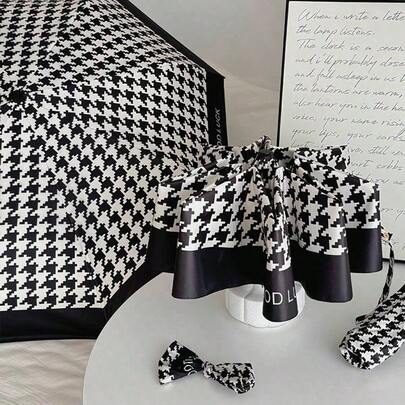 Ô dù gấp gọn chống tia UV màu đen, họa tiết trái tim và kim cương Houndstooth may mắn, thích hợp cho du lịch ngoài trời, quà tặng Ngày của Mẹ, trang trí phòng ngủ, sân vườn, nhà bếp, mùa hè, bãi biển, đồ dùng cần thiết khi đi du lịch, trang trí phòng, đồ chơi mềm, lễ tốt nghiệp, ngoài trời, sân vườn, đồ dùng cần thiết khi đi du lịch.