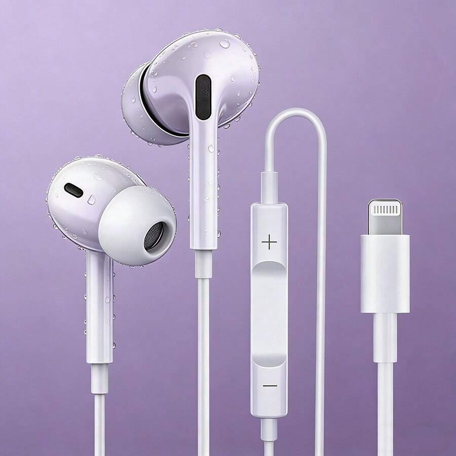 Lightning接口有线耳机，带线控，兼容 14/13/12/11/XR/XS/X/8/7/SE/Pro/Pro Max - 白色 - 查看 1