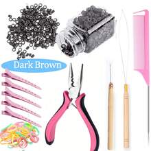 Hair Extension Tools Kit, 500 Silicone Lined Ring Beads,1 Plier, 1 Threader,1 Crochet Hook,5 Hair Clips,1 Pack Of Hair Loop - View 11