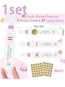 60 piezas Juego de tarjetas de rascar para baby shower: Tarjetas de rascar de prueba de embarazo rosa, divertidas tarjetas de rascar para anuncio de embarazo, tarjetas exclusivas de rascar para baby shower de niña - Multicolor - Ver 9