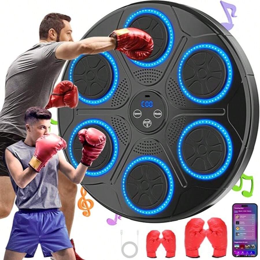 Smart Boxing Device, Reaction Target For Kids And Adults With Adjustable RGB Light Speed, Electronic Wall Mounted Boxing Target - Blue - View 1