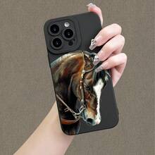 Funda pintada de TPU mate con diseño de ojo de ángel de caballo - Negro - Ver 2