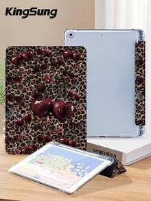 Kingsung Leopard Print & Cherry Pattern Tablet Protective Case,Compatible With 9.7/10.2/10.5/10.9/12.9/Pro 11, 10th Gen,Compatible With Samsung Galaxy Tab S6 Lite 10.4 Inch,Compatible With Kindle Paperwhite 12th Gen 2024,Kindle (11th Generation) 2022 Release,Kobo Clara Colour,Soft Anti-Fall Protection,Smart Stand/Automatic Wake Up/Sleep - Multicolor - View 5
