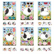 12/18/24/30张儿童趣味表情贴纸，6种不同的卡通农场动物图案，适合儿童生日派对，可用于手工制作、男孩派对礼物、农场动物贴纸 - 彩色 - 查看 19