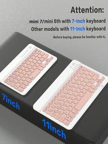 适用于 iPad 的无线键盘保护套，可拆卸皮革保护套带笔槽，支持自动睡眠/唤醒功能，可拆卸无线蓝牙键盘内置 150mAh 电池，纤薄轻巧支架式保护套 - 粉色 - 粉色 - 查看 9