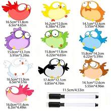 hoojojo 10 Pcs Double-Sided Dry Erase Flashcards For Kids, Bird-Shaped Writable Learning Cards Handwriting Practice Tools, Classroom Interactive Teaching Aids Educational Stationery Back To School - Multicolor - View 7