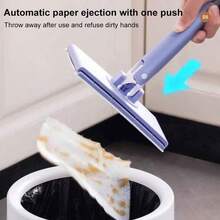 1pcs  Household Mop Indoor Quick Dry Automatic Fabric Clamping Mop Wet And Dry Use Strong Stick Mop Free Of Hand Washing Can Be Clamped Cloth Flat Mops - A - 查看 6