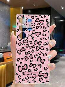 1pc Fashionable Bow Tie Leopard Print Soft Phone Case, Compatible With Huawei, Honor, Galaxy, Phones - Clear - View 5
