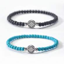 2条驱魔十字架串珠弹力手链 - 淺藍色 - 查看 7