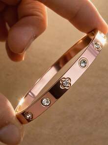 Vòng tay hoa may mắn bằng thép không gỉ mạ vàng 18K, món quà thanh lịch dành tặng nàng vào ngày lễ tình nhân - Phong cách 19 - Xem 7