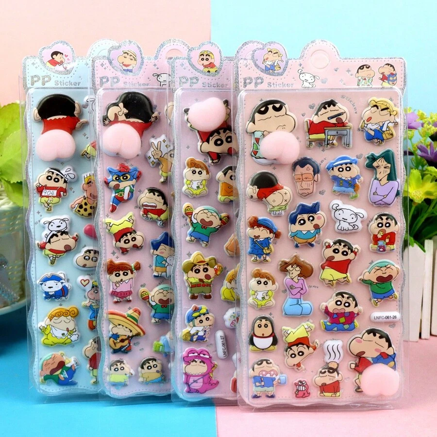 CRAYON SHINCHAN Pegatina de descompresión 3D de Crayon Shin-Chan, pegatina decorativa 3D para funda de teléfono, laptop, scrapbook, decoración y regalos de descompresión - Multicolor - Ver 1