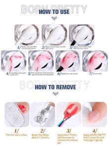 BORN PRETTY 10ml Gel de Unhas Aquarela, Esmalte de Unhas Removível com Efeito de Pintura Artística, Adequado para Salões de Beleza e Uso Doméstico - Transparente - Visão 11
