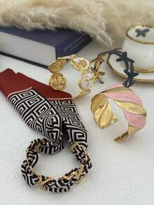 Brazalete de lujo francés con diseño de nicho de esmalte púrpura y blanco con incrustaciones de metal - vistoso - Ver 7